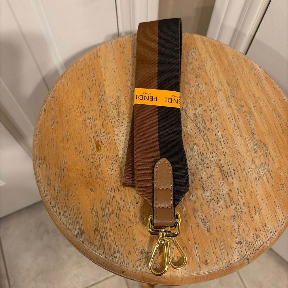 Two-Tone Brown and Black Canvas Webbing Bag Strap